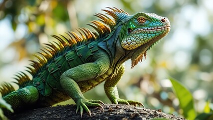 Fototapeta premium Green Thornytail Iguana in Natural Habitat