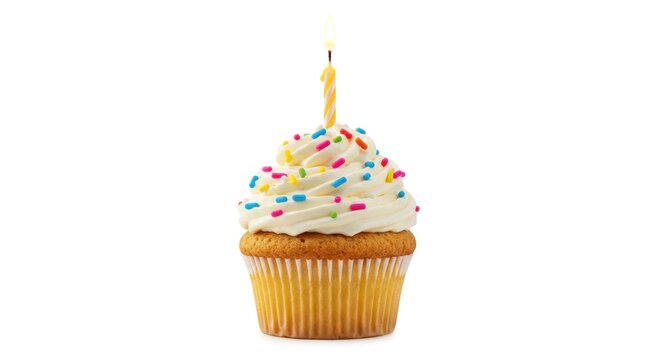 Birthday cupcake with candle