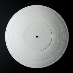 A white, blank, plastic vinyl record isolated on a black background, viewed from the top. --v 6.1 Job ID: 1be7da6b-2a37-409c-ad30-8f39d1be811b