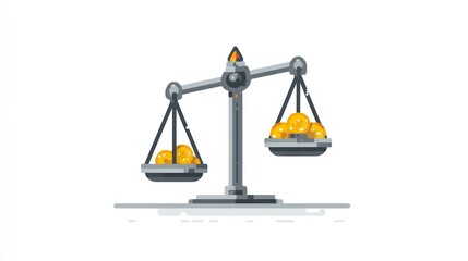 Balanced Scale with Gold Coins Symbolizing Equality Value and Financial Balance in Business