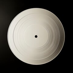 A white, blank, plastic vinyl record isolated on a black background, viewed from the top. --v 6.1 Job ID: 5eb25a81-8199-451f-9be9-a01992bfed26