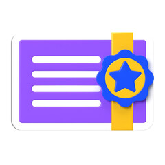 Verified Card with Star 3D Icon
