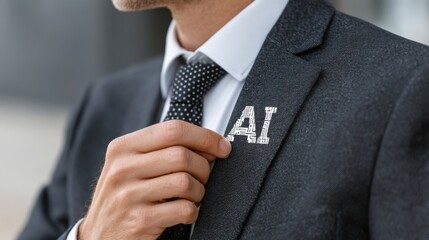 Man in professional attire adjusting his tie as a representation of readiness for future wealth in economy