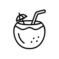 Coconut Drink with Straw Icon Design