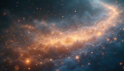 Naklejka premium Ethereal Nebula with Glowing Particles: A Cosmic Dreamscape of Celestial Beauty and Mystical Energy