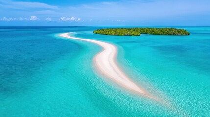 Obraz premium Serene Tropical Beach with Sandbar and Turquoise Waters