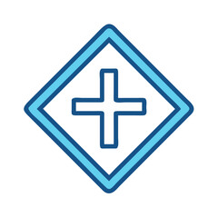 Crossroad Caution Sign Icon Design