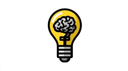 Creative Light Bulb with Brain Illustration for Innovation and Ideas
