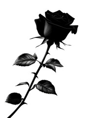 A solitary black rose in stark contrast.  Dark, elegant, and mysterious