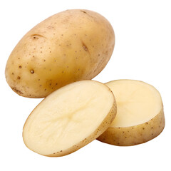 Fresh Potatoes on Transparent Background.
