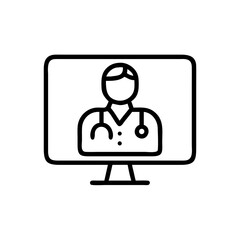 Doctor on Screen Telehealth Icon Design