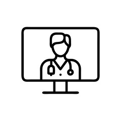 Doctor on Screen Telehealth Icon Design