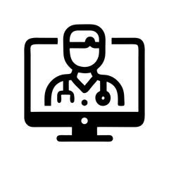 Doctor on Screen Telehealth Icon Design