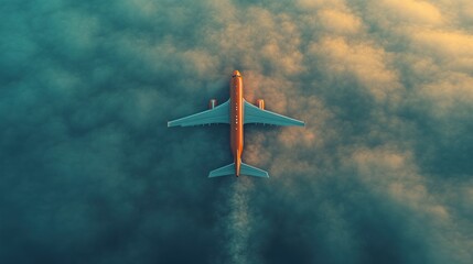 Naklejka premium Airplane soaring through clouds (2)