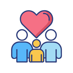 Family with Heart Support Icon Design