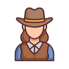 Female Cowgirl Avatar Icon Design