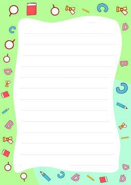 Bright green doodle-themed page with colorful icons