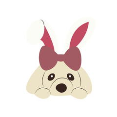 Cute Bunny Dog Cartoon Illustration.