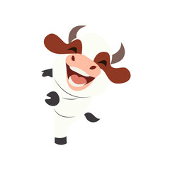 Happy Cartoon Cow Laughing Vector