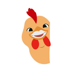 Happy Rooster Cartoon Head Closeup.