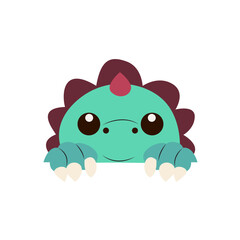 Cute Cartoon Dinosaur Peeking Illustration