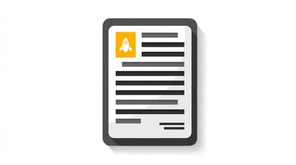 Document Icon with Rocket Symbol Digital File Report or Resume Representation for Business a