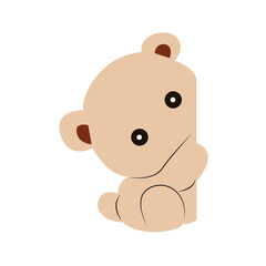 Cute Beige Bear Hiding Corner Illustration