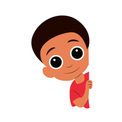 Cute Boy Peeking Corner Illustration