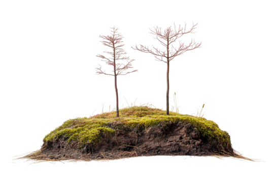 Miniature island landscape with two trees