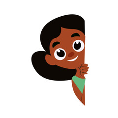 Happy Girl Peeking Corner Illustration