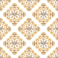 Brown oriental vector vintage classic pattern. Seamless abstract background with repeating elements. Ideas for rugs, cards, tiles, porcelain, blankets, wallpaper, and textiles.