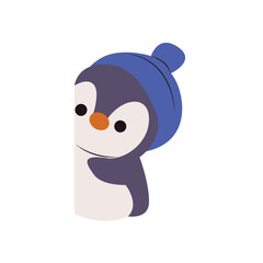Cute Penguin Wearing Blue Hat Peeking