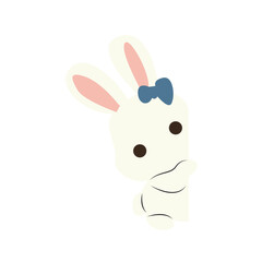 Cute Bunny Girl Hiding Corner Illustration