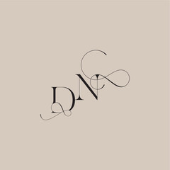 beautiful initial DN line and bold mix concept wedding serif monogram logo letter