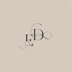 beautiful initial ED line and bold mix concept wedding serif monogram logo letter