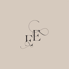 beautiful initial EE line and bold mix concept wedding serif monogram logo letter