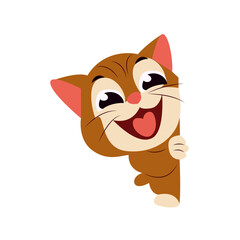 Happy Cartoon Cat Peeking Corner