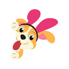 Cute Puppy Bunny Ears Cartoon