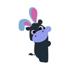 Cute Hippo Bunny Cartoon Illustration
