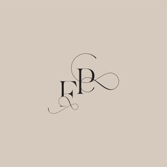beautiful initial FP line and bold mix concept wedding serif monogram logo letter