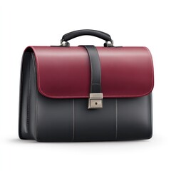 Elegant Red and Black Leather Briefcase with Gold Buckle Professional Business Accessory for C