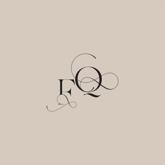 beautiful initial FQ line and bold mix concept wedding serif monogram logo letter
