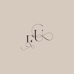 beautiful initial FU line and bold mix concept wedding serif monogram logo letter