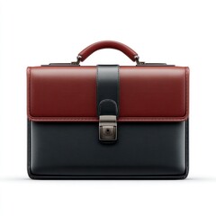 Elegant Red and Black Leather Briefcase with Handle for Professional Use