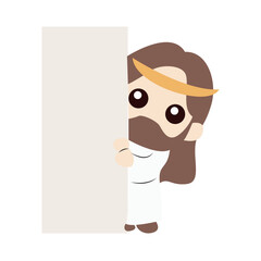 Jesus Cartoon Holding Blank Sign
