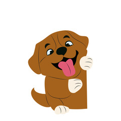 Happy Brown Puppy Peeking Playful Paws