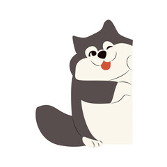 Playful Husky Winking Blank Sign
