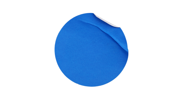 Blue paper sticker label in round sharp isolated on transparent background