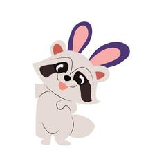 Cute Raccoon Bunny Ears Cartoon