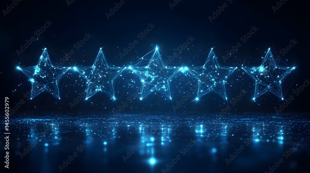 Aufkleber futuristic blue stars align above a field of digital light. reflective surface adds depth. abstract 